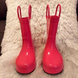 Rain Boots girls pink Handles for Pull Up Waterproof Size 6